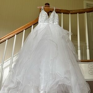 DAVID'S BRIDAL COLLECTION Garza Ball Gown Wedding Dress with Double Straps
